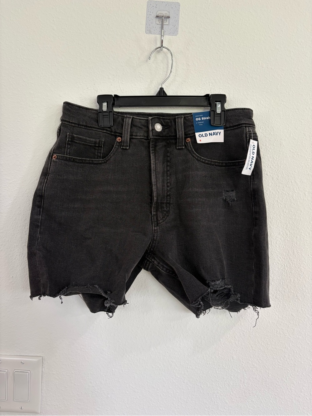 NWT Old Navy Black High-Rise OG Straight Jean Shorts